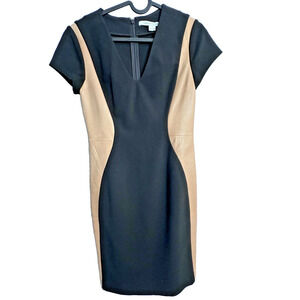 Diane von Furstenberg Black and Tan Leather Mosaic4 Women's Dress Size 2